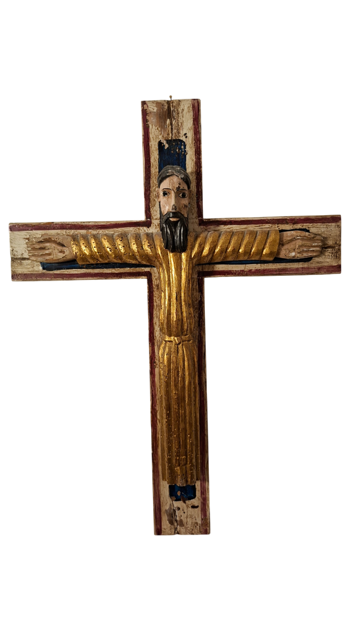 Christ en Majesté - Bois sculpté, polychrome et dorure -Fin XIXᵉ siècle début XXᵉ siècle