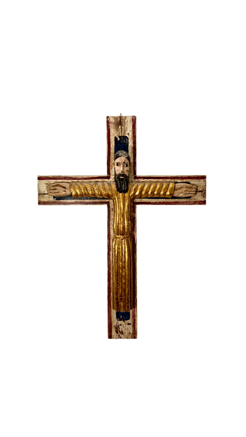 Christ en Majesté - Bois sculpté, polychrome et dorure -Fin XIXᵉ siècle début XXᵉ siècle