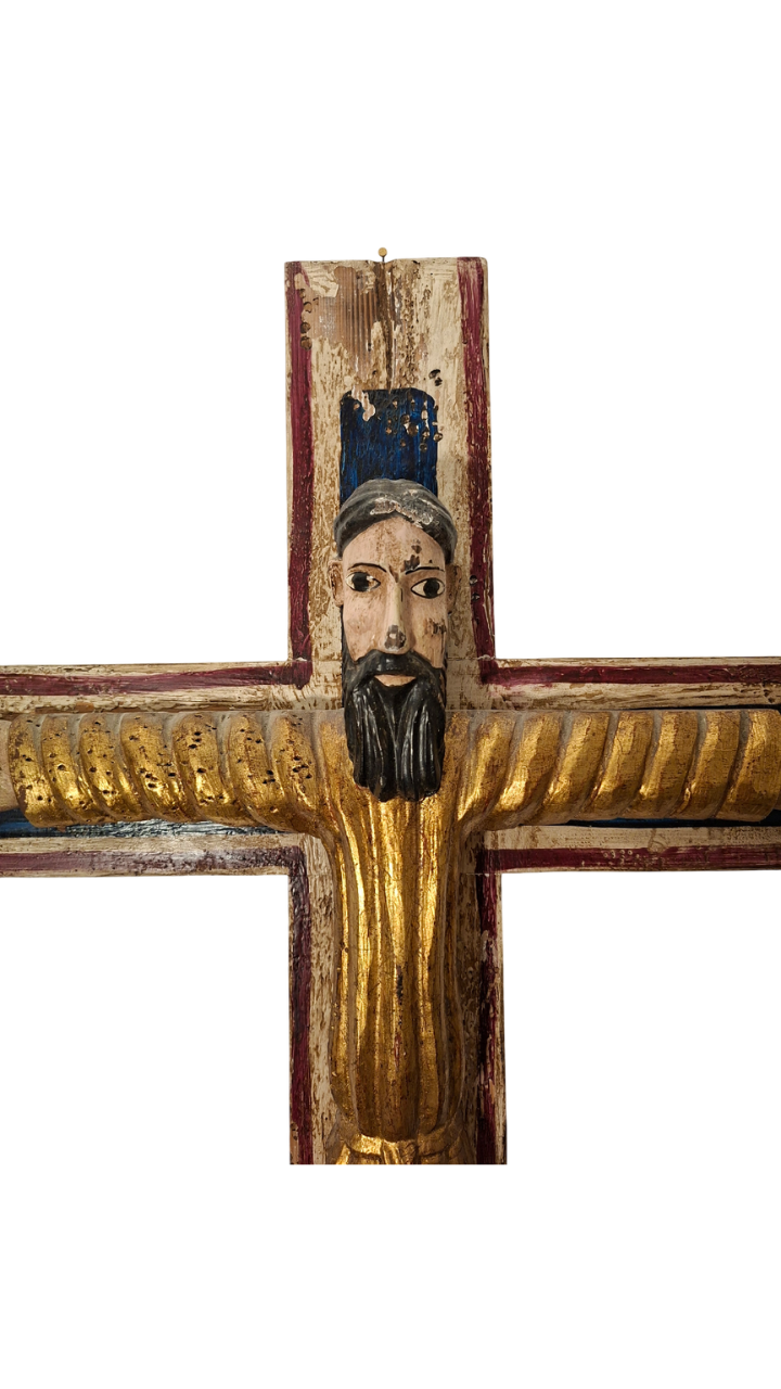 Christ en Majesté - Bois sculpté, polychrome et dorure -Fin XIXᵉ siècle début XXᵉ siècle