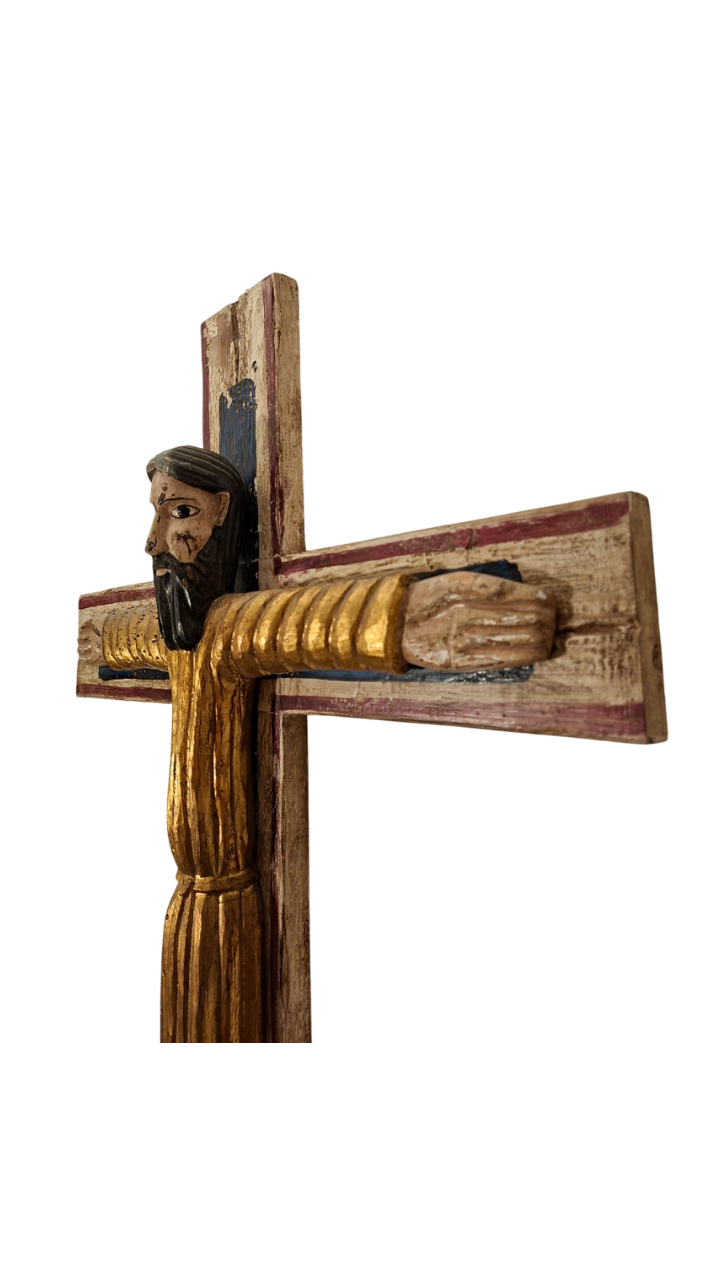 Christ en Majesté - Bois sculpté, polychrome et dorure -Fin XIXᵉ siècle début XXᵉ siècle