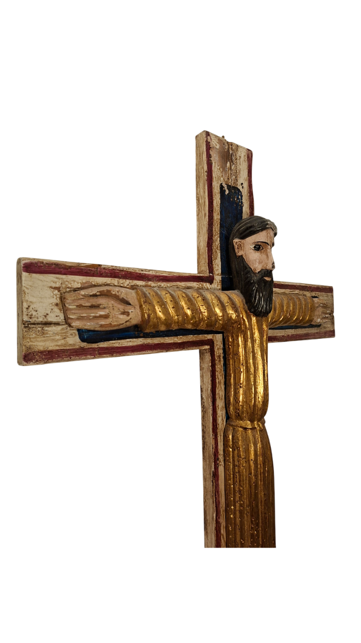 Christ en Majesté - Bois sculpté, polychrome et dorure -Fin XIXᵉ siècle début XXᵉ siècle