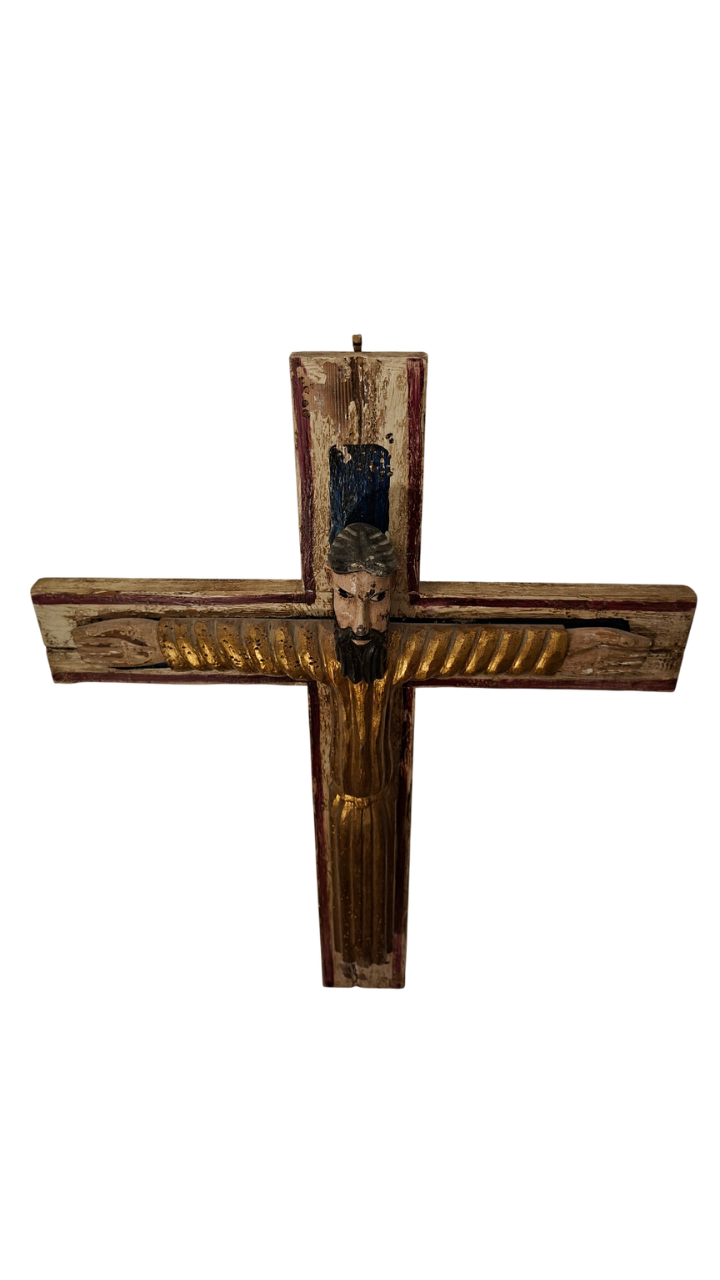 Christ en Majesté - Bois sculpté, polychrome et dorure -Fin XIXᵉ siècle début XXᵉ siècle