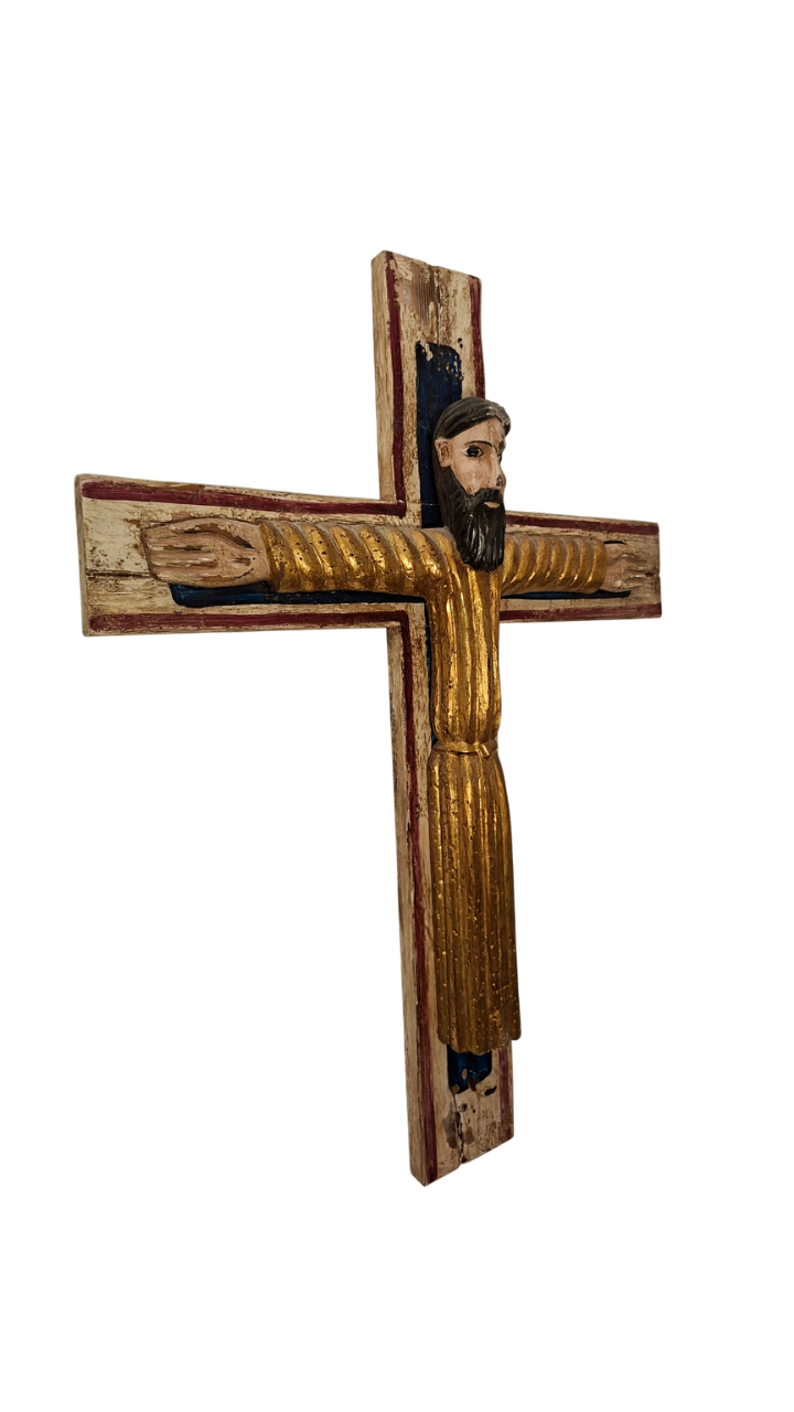 Christ en Majesté - Bois sculpté, polychrome et dorure -Fin XIXᵉ siècle début XXᵉ siècle