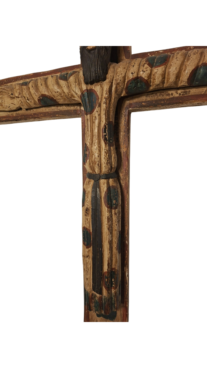 Christ en Majesté, Style roman - Bois sculpté Polychrome - Fin XIXeme début XXeme