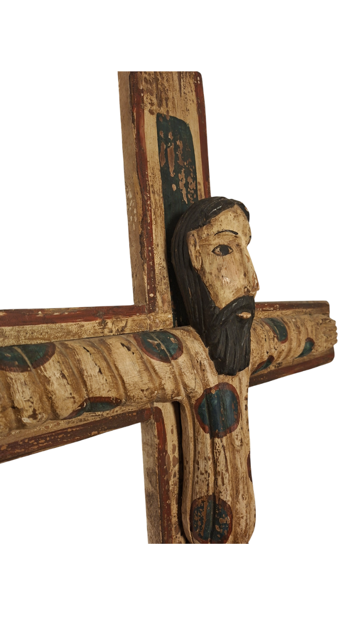 Christ en Majesté, Style roman - Bois sculpté Polychrome - Fin XIXeme début XXeme