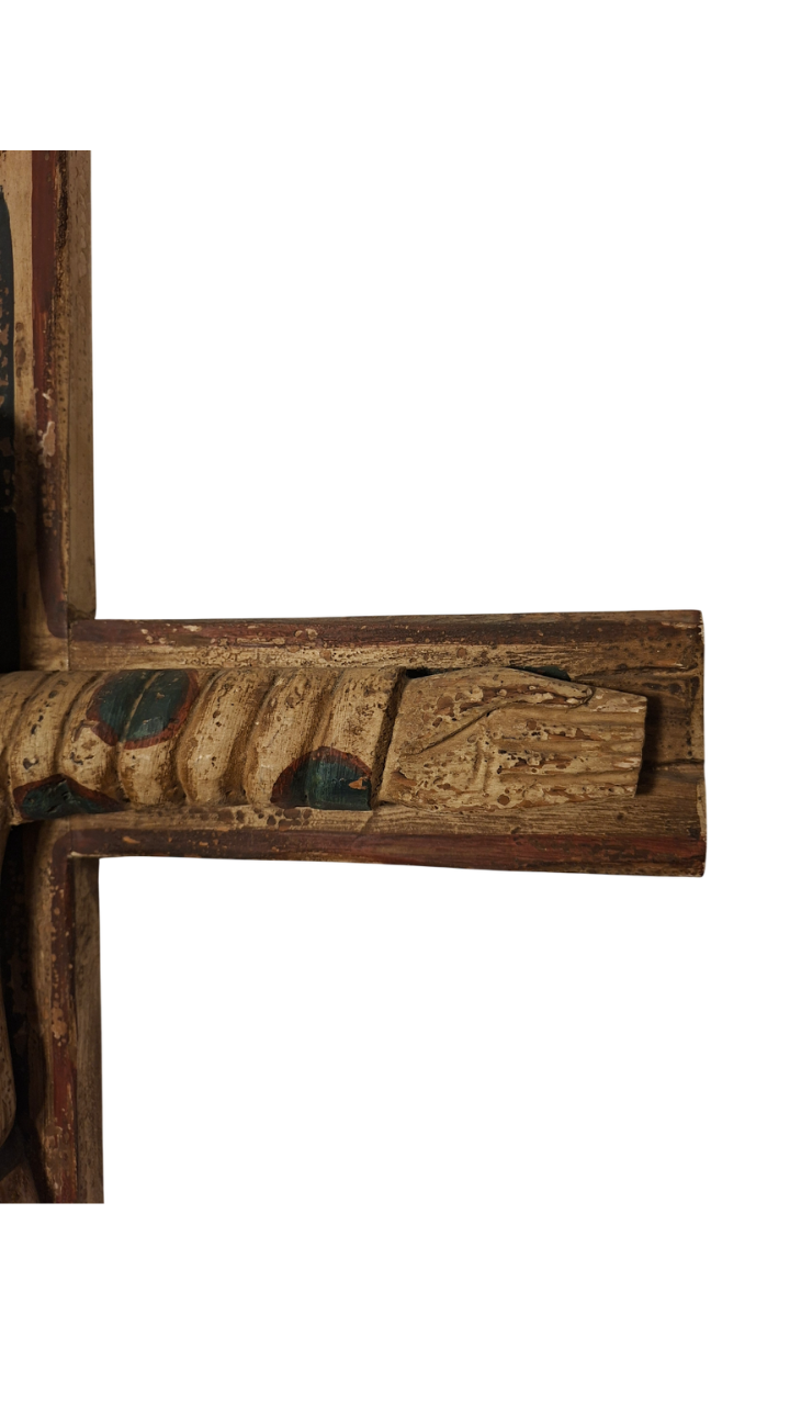 Christ en Majesté, Style roman - Bois sculpté Polychrome - Fin XIXeme début XXeme