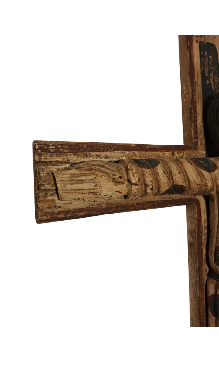 Christ en Majesté, Style roman - Bois sculpté Polychrome - Fin XIXeme début XXeme