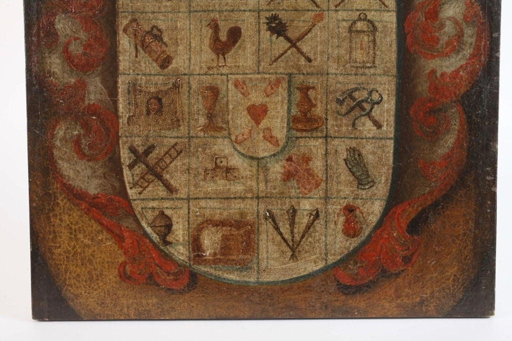 Magnifique Armoiries de l'Arma Christi - Huile sur toile - XIX