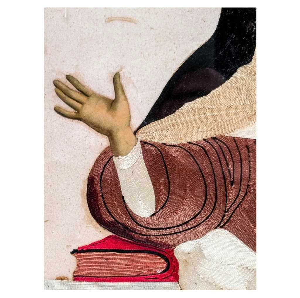 Magnifique broderie encadrée de Sainte Thérèse de Jésus - Espagne - XIXeme