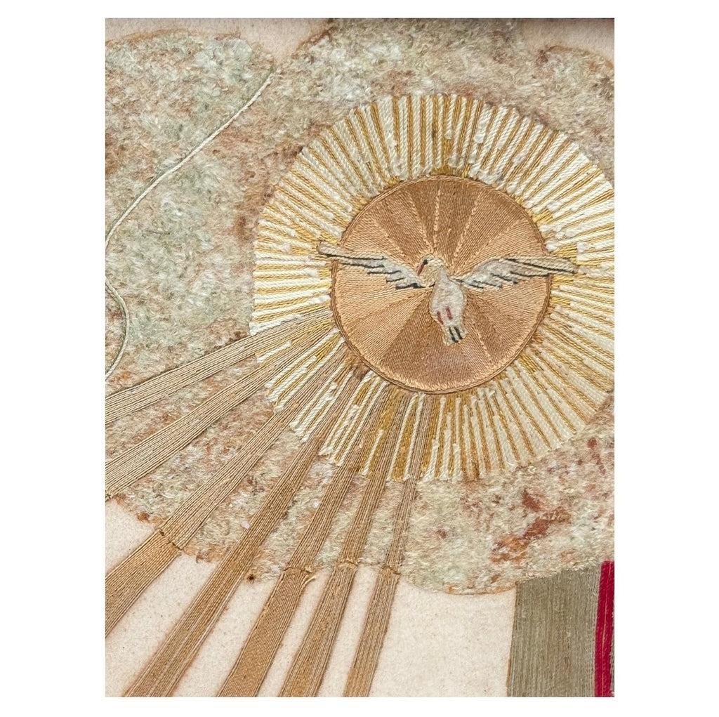 Magnifique broderie encadrée de Sainte Thérèse de Jésus - Espagne - XIXeme