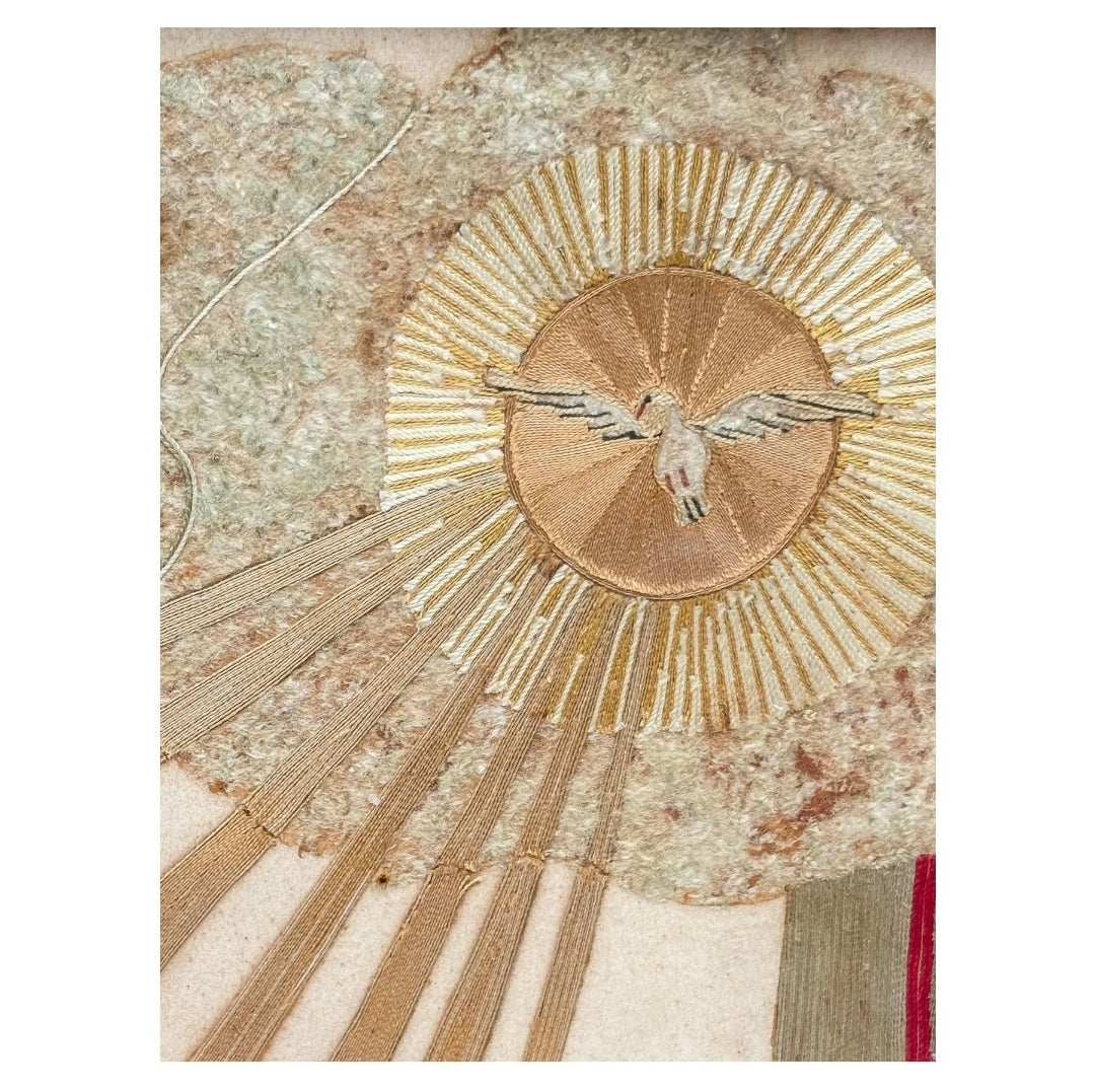 Magnifique broderie encadrée de Sainte Thérèse de Jésus - Espagne - XIXeme